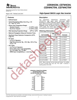 CD74HCT04MG4 datasheet  